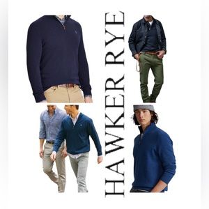 Hawker & Rye Cashmere Blue Quarter-Zip Neck Sweater L